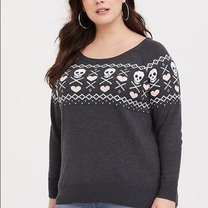 Torrid Grey Skull Fair Isle Pullover